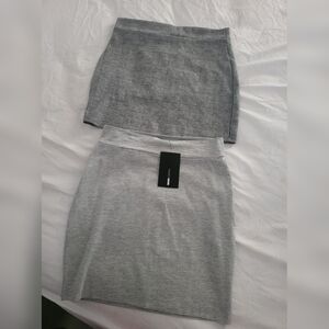 Fashion Nova Gray Mini Pencil Skirt Set Casual
